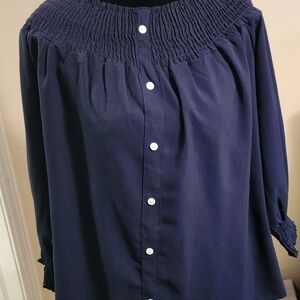 Classic Navy Button Down Shirt for Women